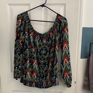 Lucky Brand Colorful Geometric Blouse